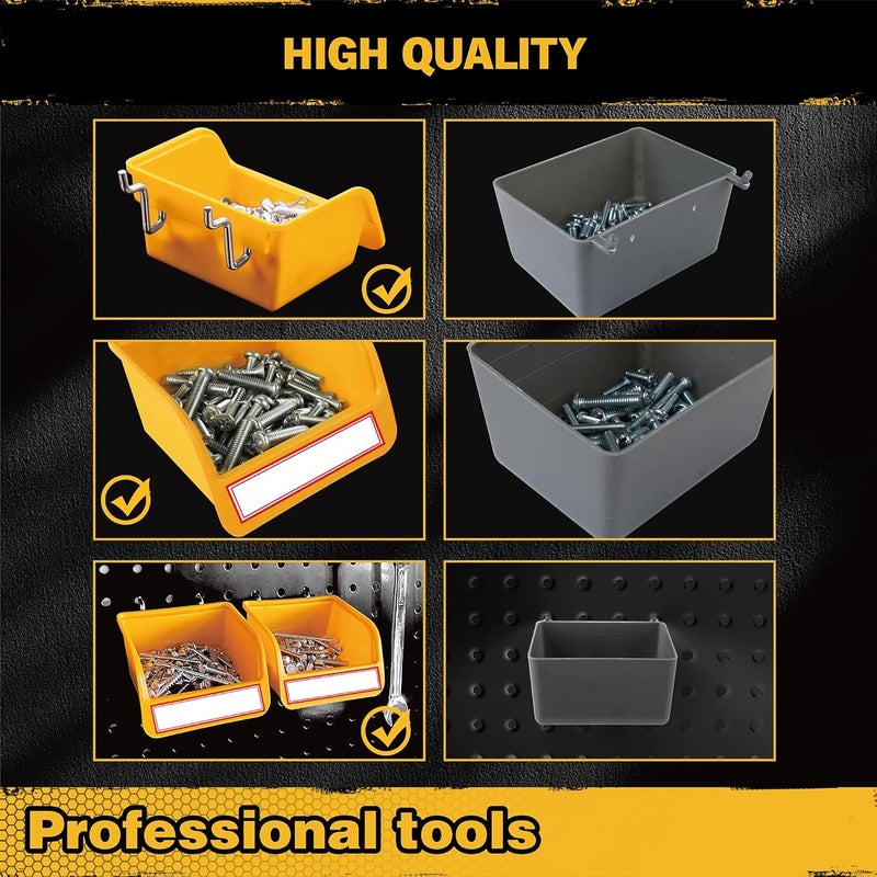 ELEAD Pegboard Bins Organizer Set 24-Pack - Durable Storage Tray for Screws, Nuts, Bolts, Hardware, Crafts, Accessories | Fits Standard Pegboards | 24 Labels for Garage Workshop Craft Room - Image 3